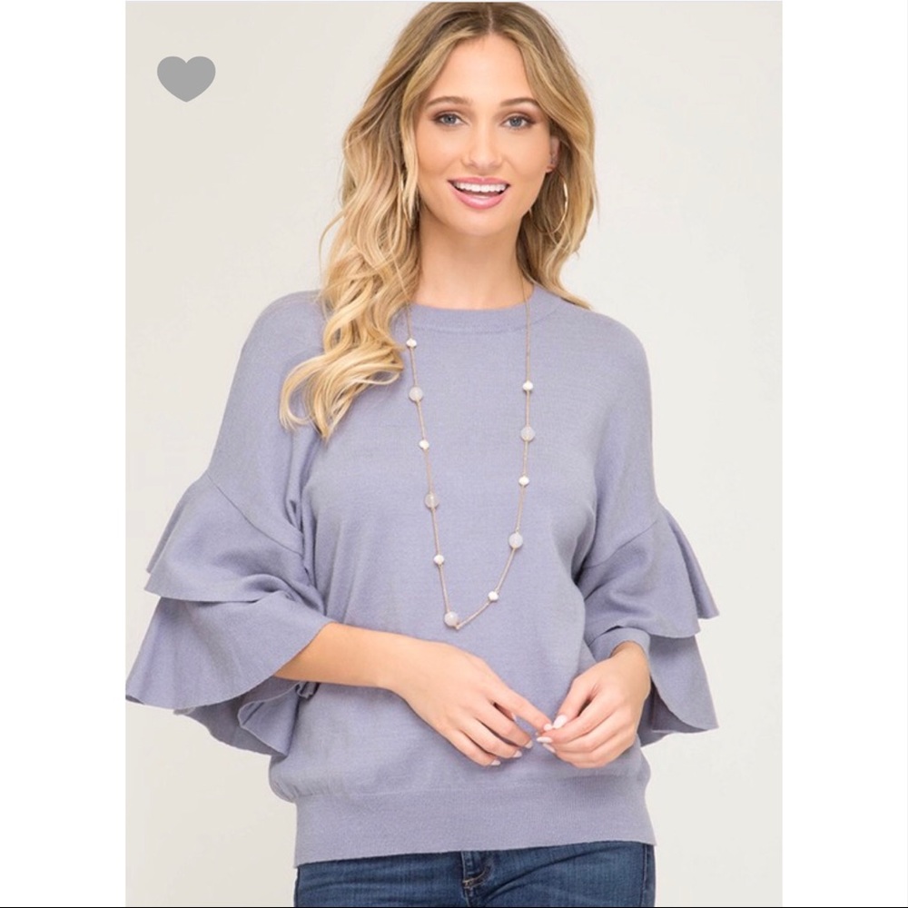Double ruffle sleeve sweater